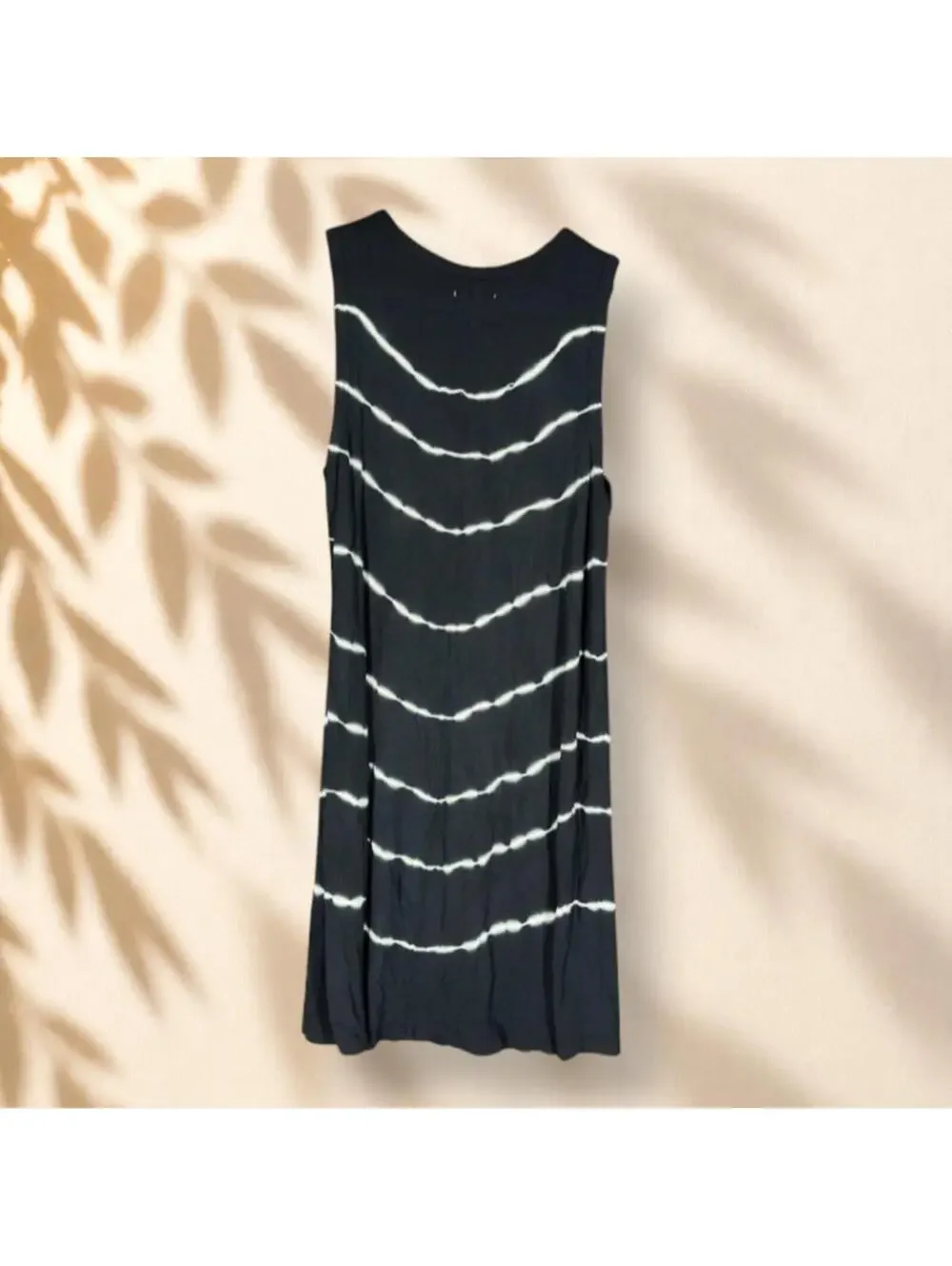 Thread & Supply Dress Women M Medium Black Striped Shift Midi Sleeveless Casual